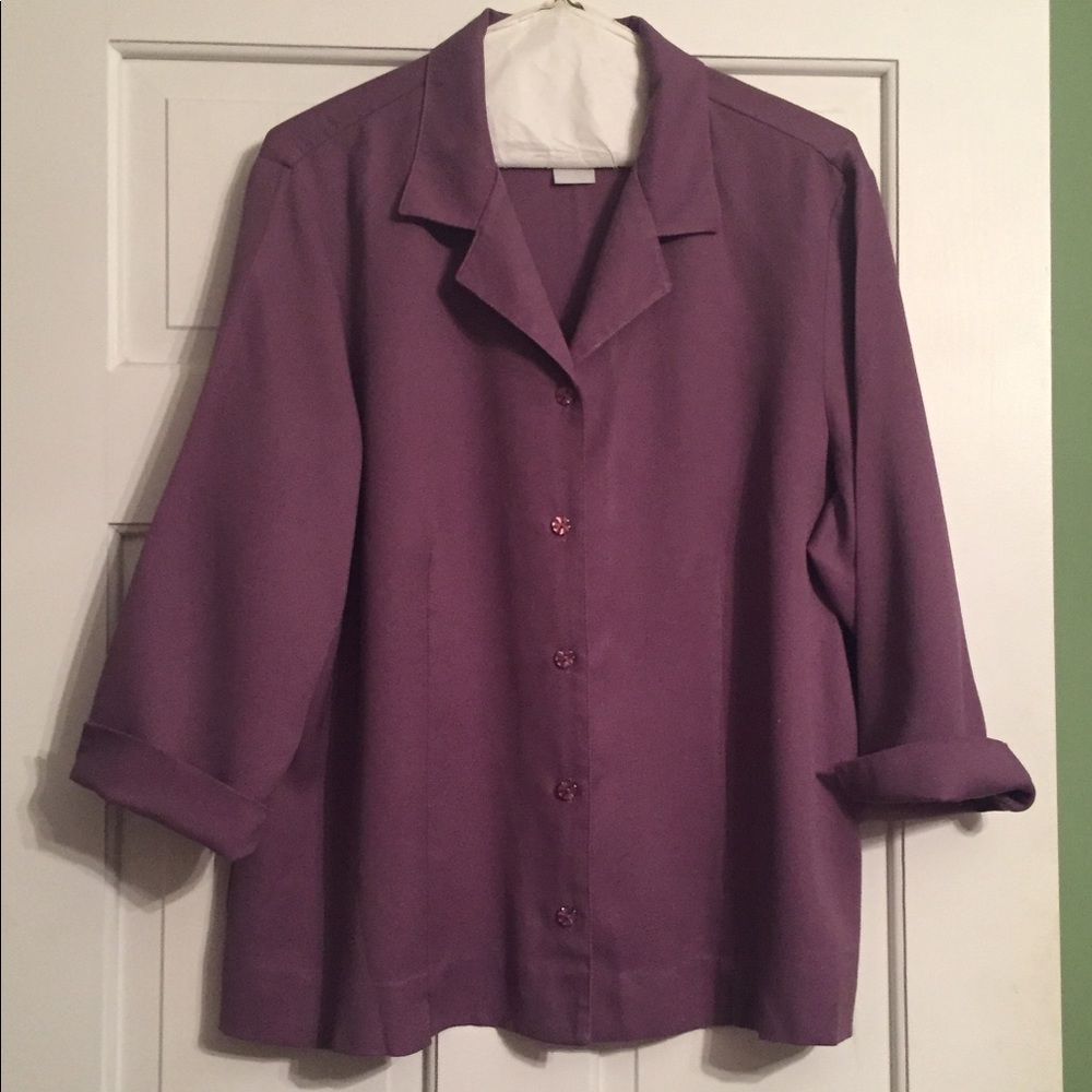 3/4 sleeve purple blouse